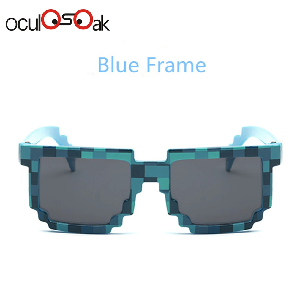 Горячие очки детские мозаичные игры стильные солнцезащитные очки От 4 до 13 лет квадратные детские солнцезащитные очки для мальчиков и девочек пиксельные очки - Цвет линз: Blue Frame