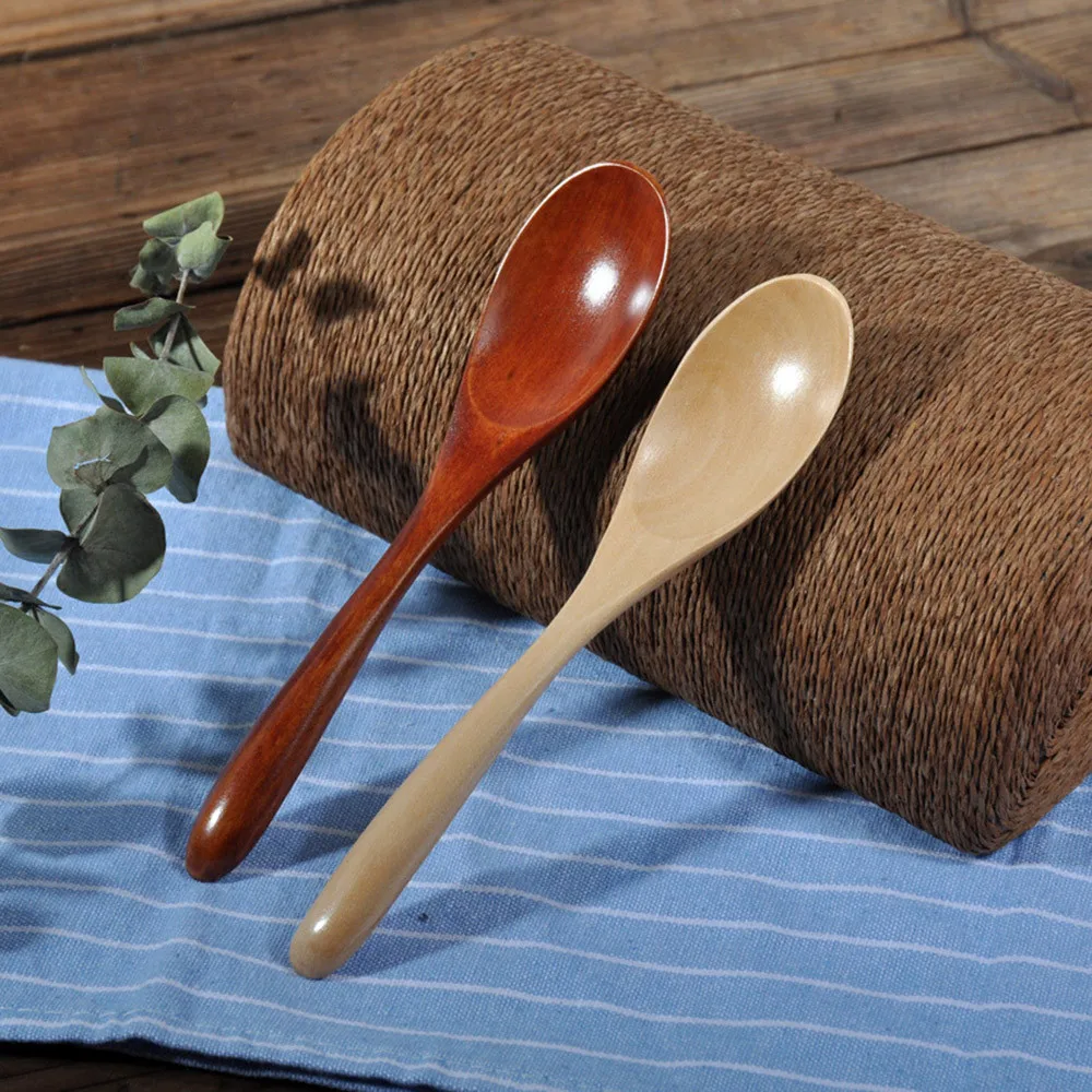 

16.3 * 3.5cm Wooden Spoon Fork Bamboo Kitchen Cooking Utensil Tools Soup-Teaspoon Tableware bar kitchen accessories