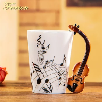 

240/400ml Creative Violin Ceramic Mug Music Coffee Cup Porcelain Tea Cup Beer Mug Funny Tea Mug Tumbler Decoration Gift