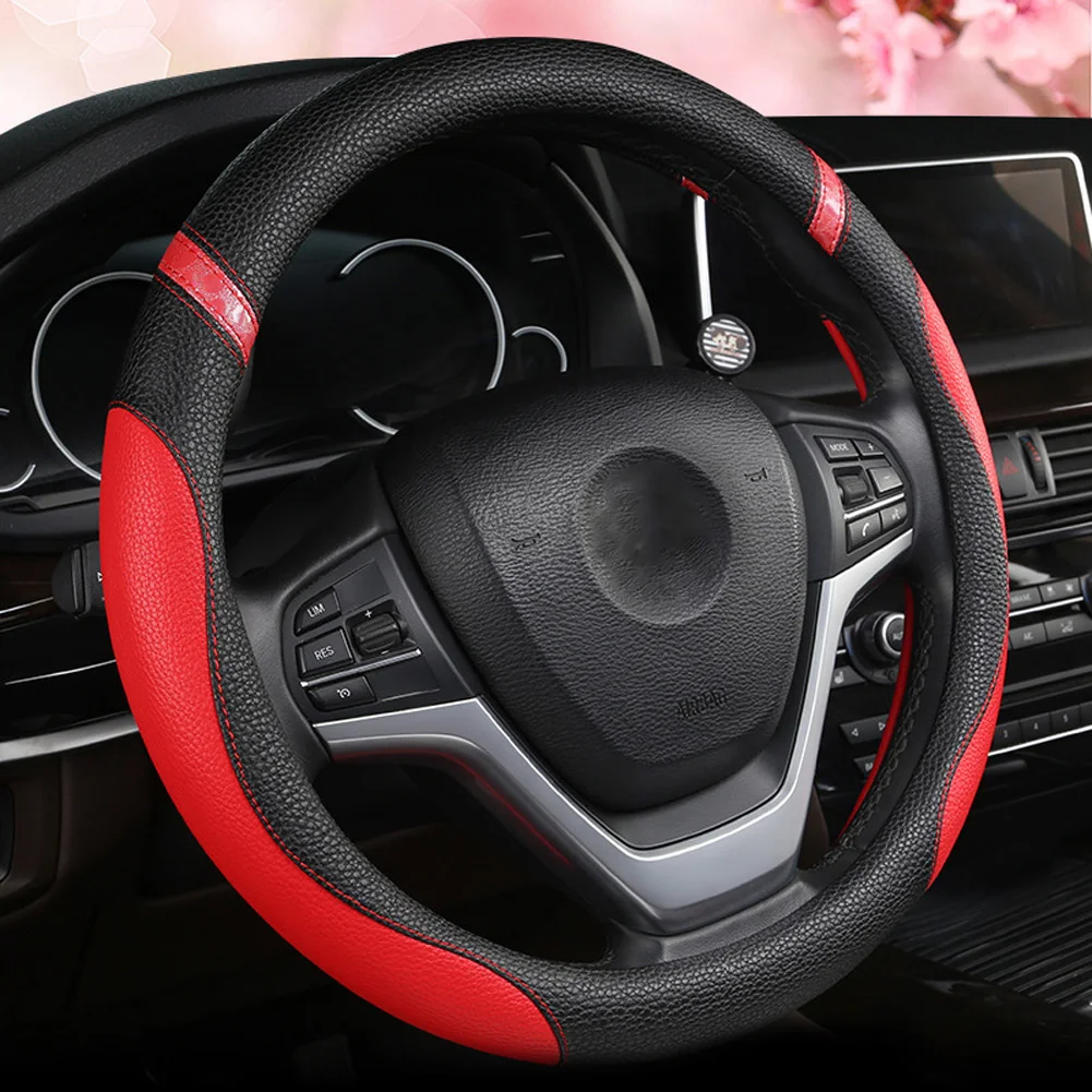 

15''/38cm Car Auto Truck PU Leather Steering Wheel Cover Protector Anti-slip
