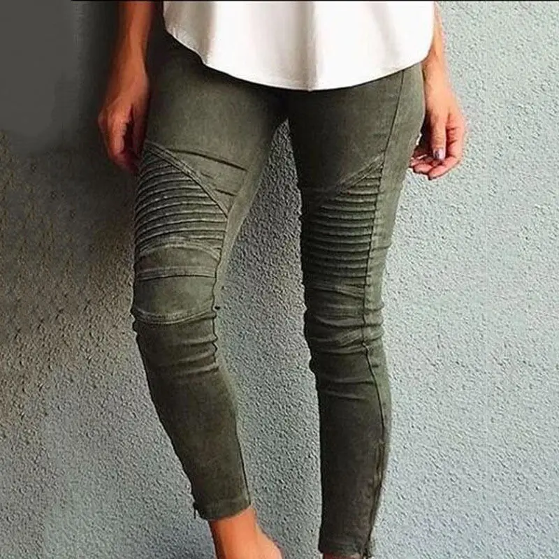 Новинка, женские популярные хлопковые узкие брюки, цветные узкие брюки, облегающие джинсы, женские джинсовые брюки, армейский зеленый M