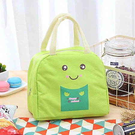 Green Милый мультфильм Переносные сумки для обедов водостойкая изоляция Bento Box студенты мульти-функция Пикник сумка для хранения детей закуски сумки - Цвет: Green
