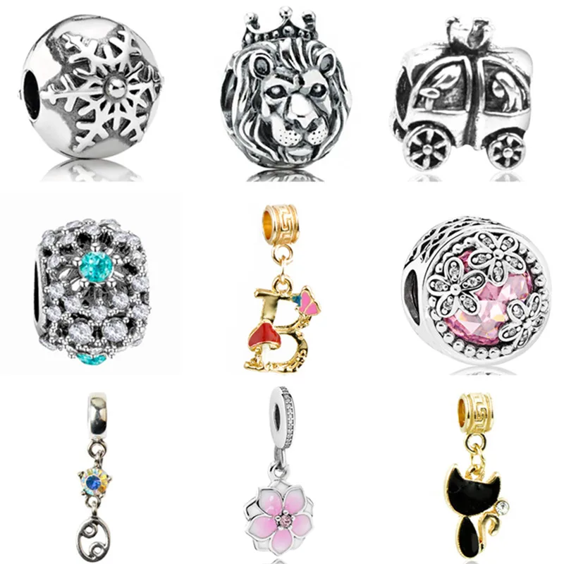 

Small Statement Toy Car Lion Snowflake Flower Cat Star Love Heart Charm Beads Fit Pandora Bracelet for Women Making Jewelry Gift