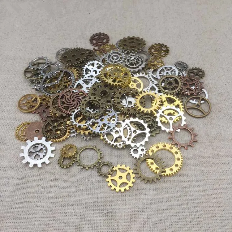 

1 Pack 50g Mix Alloy Mechanical Steampunk Cogs & Gears Diy Accessories mixed ancient bronze, ancient silver red bronze gold