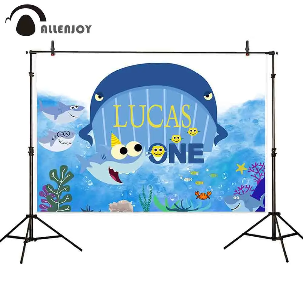 

Allenjoy photography background birthday ocean whale shark funny children photographic backdrops photobooth photophone customize