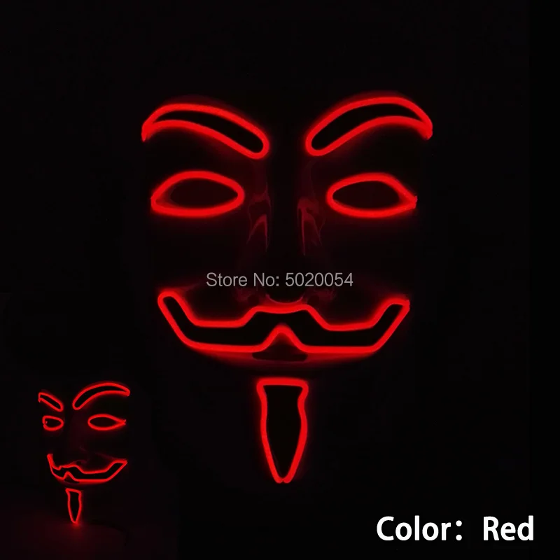 Rave EL Wire Halloween Party Mask Assorted Colors 
