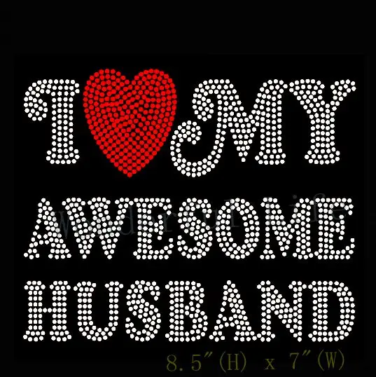 Free shipping I love (heart) my Awesome Husband Rhinestone Transfer | Дом и сад