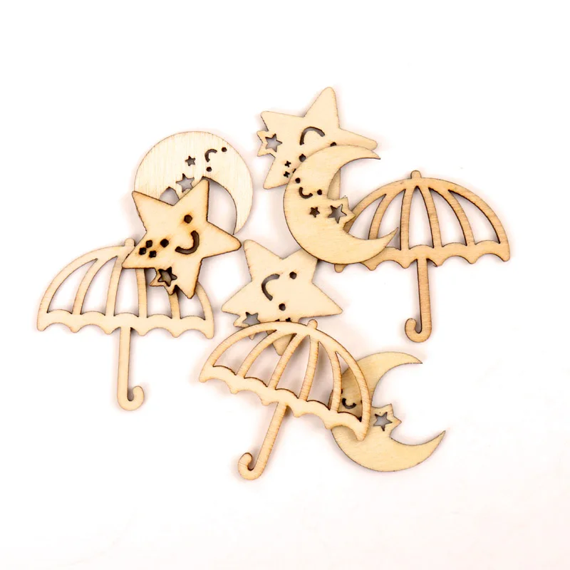 Милые звезды луна зонтик шаблон Деревянный Скрапбукинг живопись рукоделие DIY