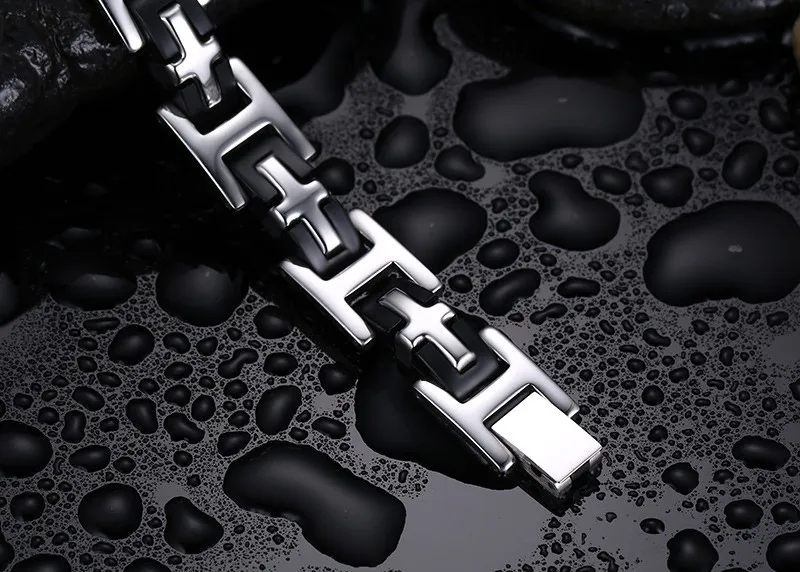 Vnox черный и серебристый ID браслеты для Для мужчин Нержавеющая сталь Браслеты Для мужчин ювелирные изделия манжета браслет Для мужчин Pulseira BR-143