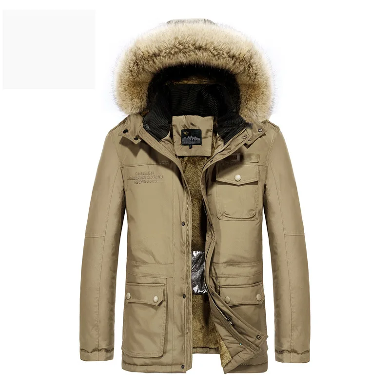 Новая зимняя куртка, мужские парки, пальто, толстая теплая флисовая куртка с капюшоном, USB инфракрасное Отопление, электрическая теплая куртка, Мужская одежда - Цвет: Хаки