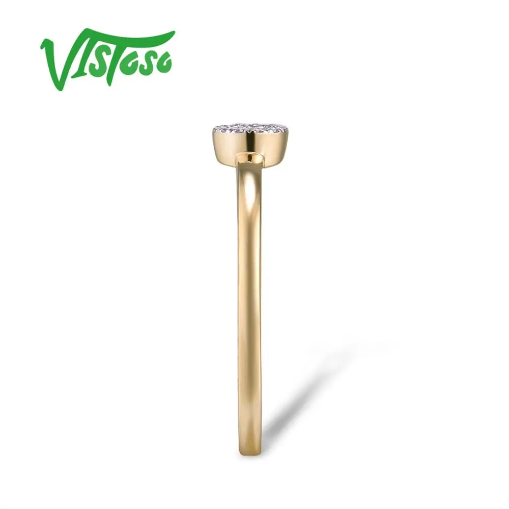 Najtaniej VISTOSO czysta 14K 585 żółte złoto musujące diament Dainty okrągły pierścień Cirle dla kobiet rocznica Trendy biżuterii