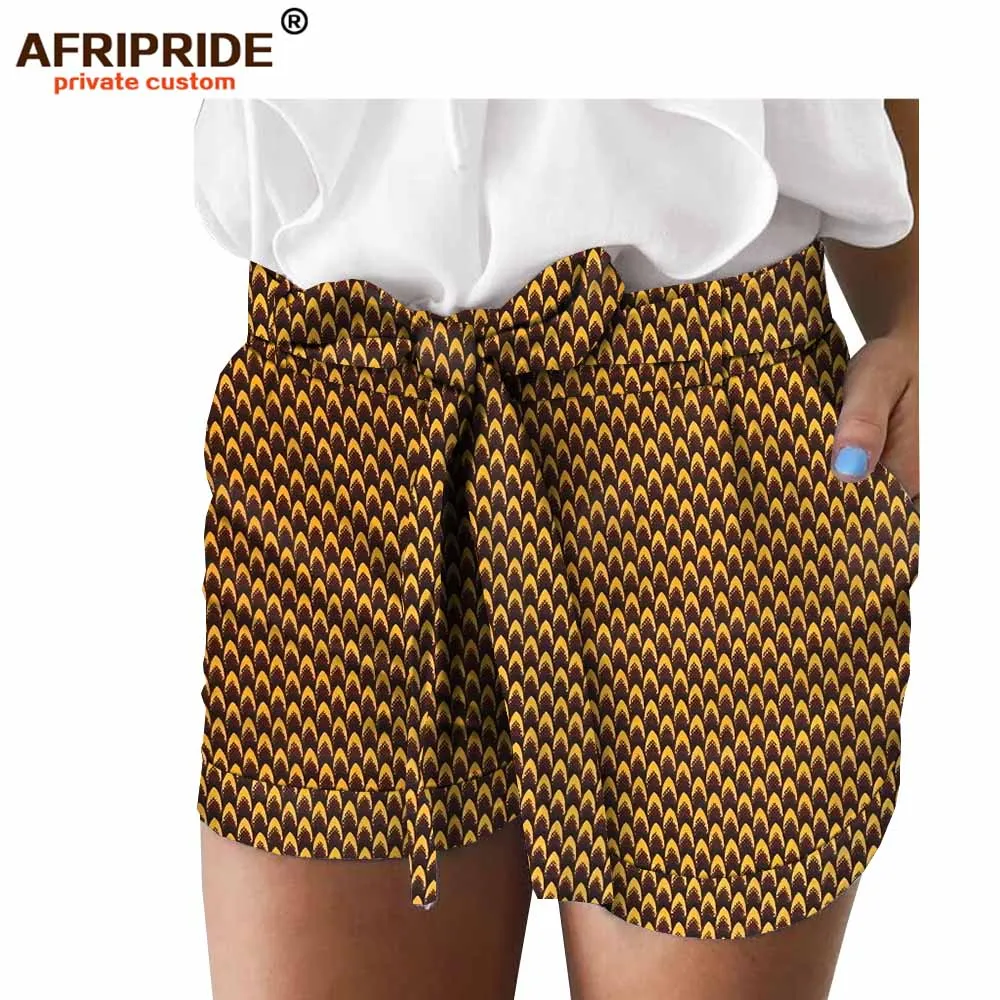 Последние африканские летние шорты с принтом для женщин AFRIPRIDE, изготовленные на заказ, хлопок, повседневные женские шорты с поясом A1821005 - Цвет: 343J