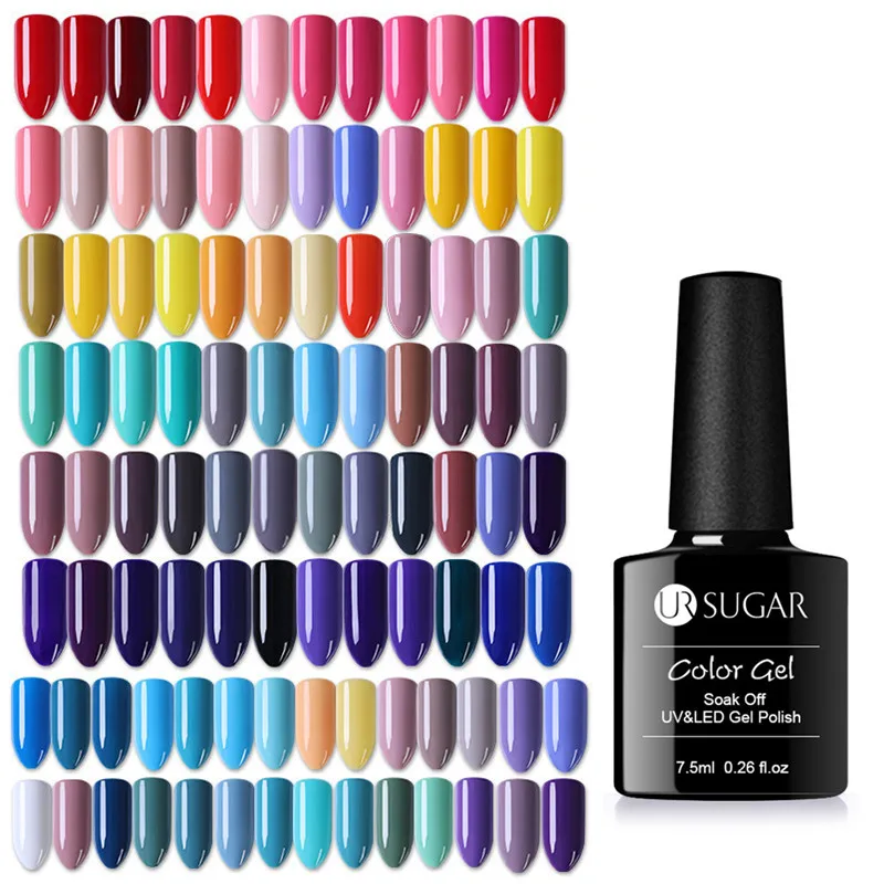 UR SUGAR 7.5ml Pure Color Gel Nail Polish Glitter Soak Off UV Gel