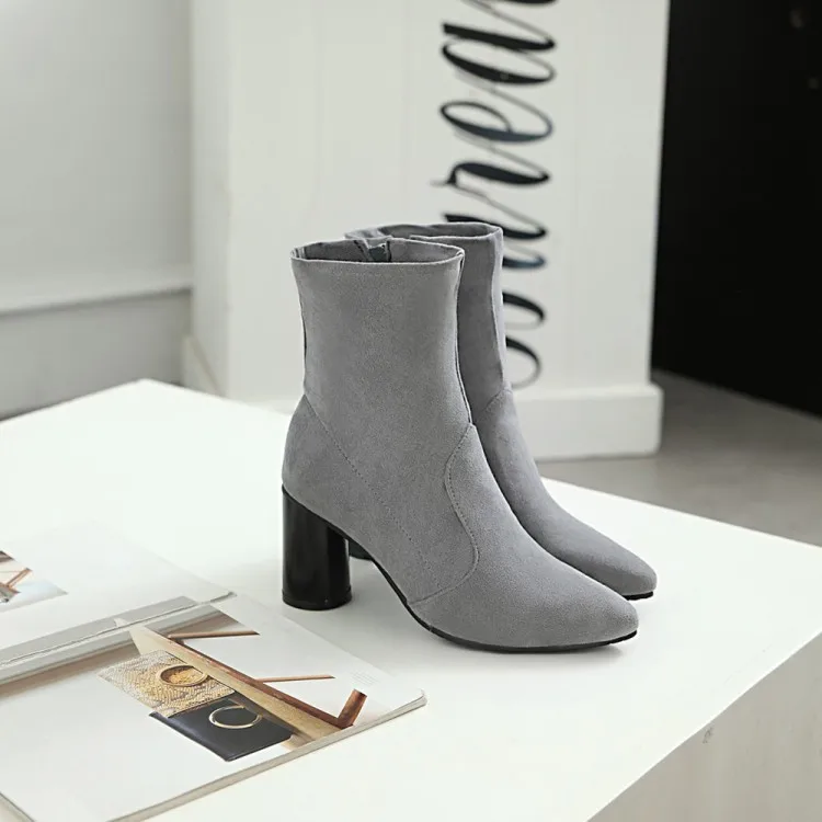 

Big Size 9 10 11-15 boots women shoes ankle boots for women ladies boots Side zipper small mouth round heel