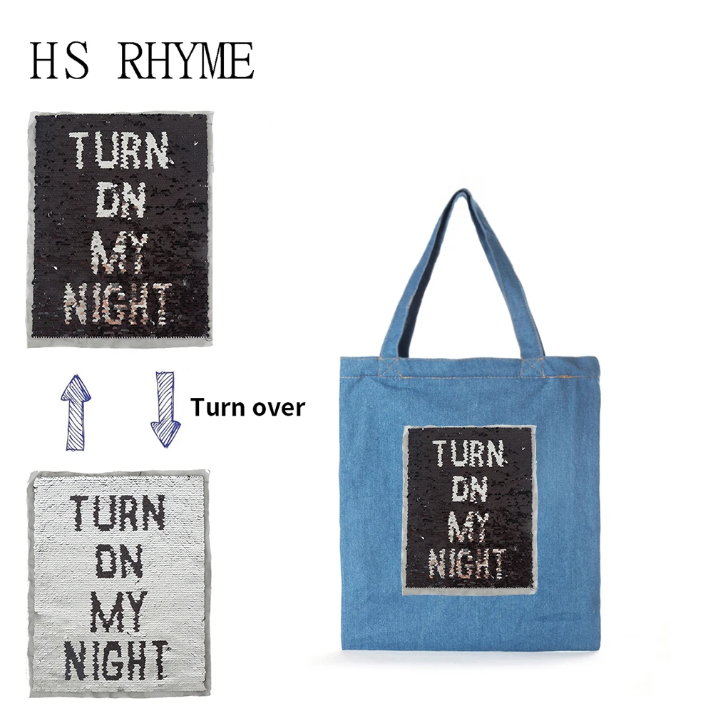 

HS RHYME Reversible Sequin Totes Bags,Jeans,Women Bag,Casual Embroidery,Messenger,School Satchel,Shopping Sac,Shoulder Bolsa
