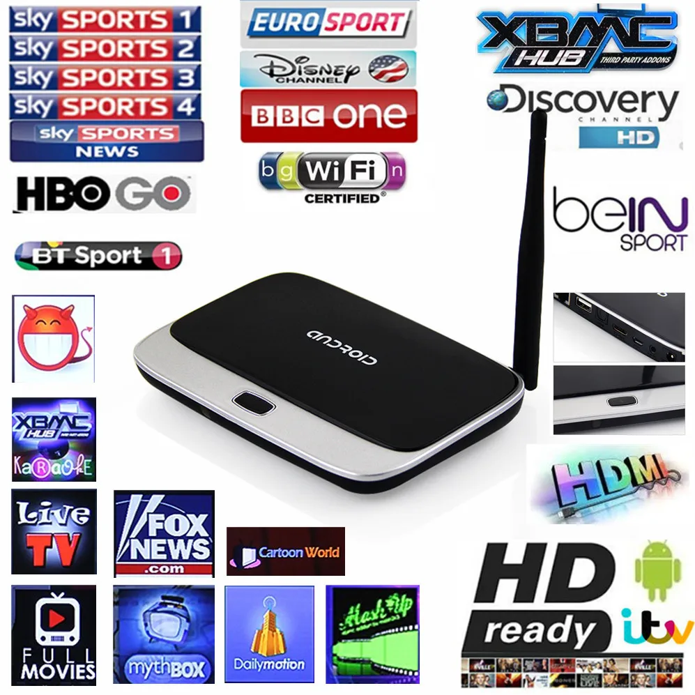 XBMC fully loaded Android TV Box Quad Core RK3188 MK888 CS918 1GB/8GB