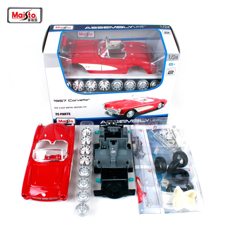 Старый красный автомобиль Maisto 1:24 1957 в сборе самодельная модель игрушечный