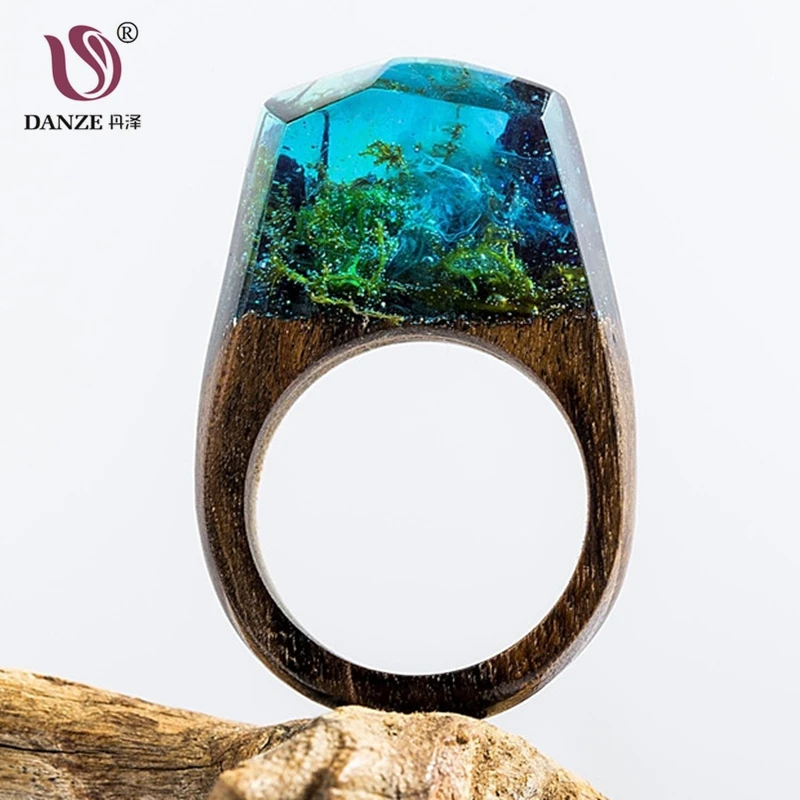 

DANZE Magic Wooden Ring For Women Secret Forest Resin Inside World Wood Finger Jewelry Accessories Dropshipping Supplier Gifts