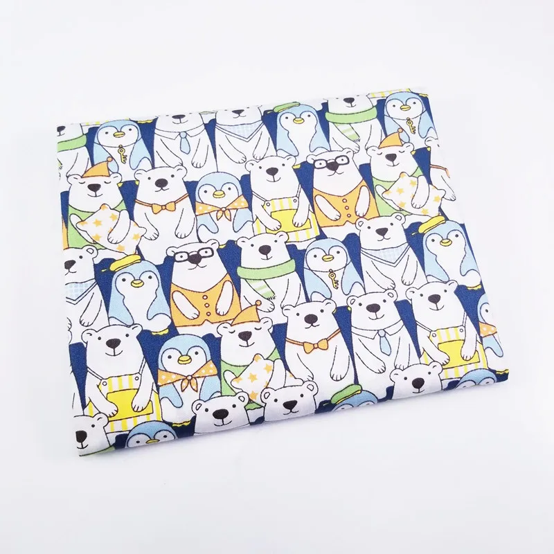 Стеганая ткань с рисунком медведя и пингвина, напечатанная Лоскутная Ткань для шитья своими руками, стеганая одежда для детей и малышей