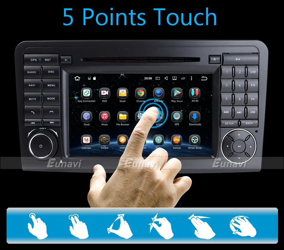 Sale Eunavi Android 7.1 WiFi GPS Navi Quad Core Blotooth Stereo Car DVD Player For Benz ML CLASS W164 ML300 ML350 ML450 ML500 8