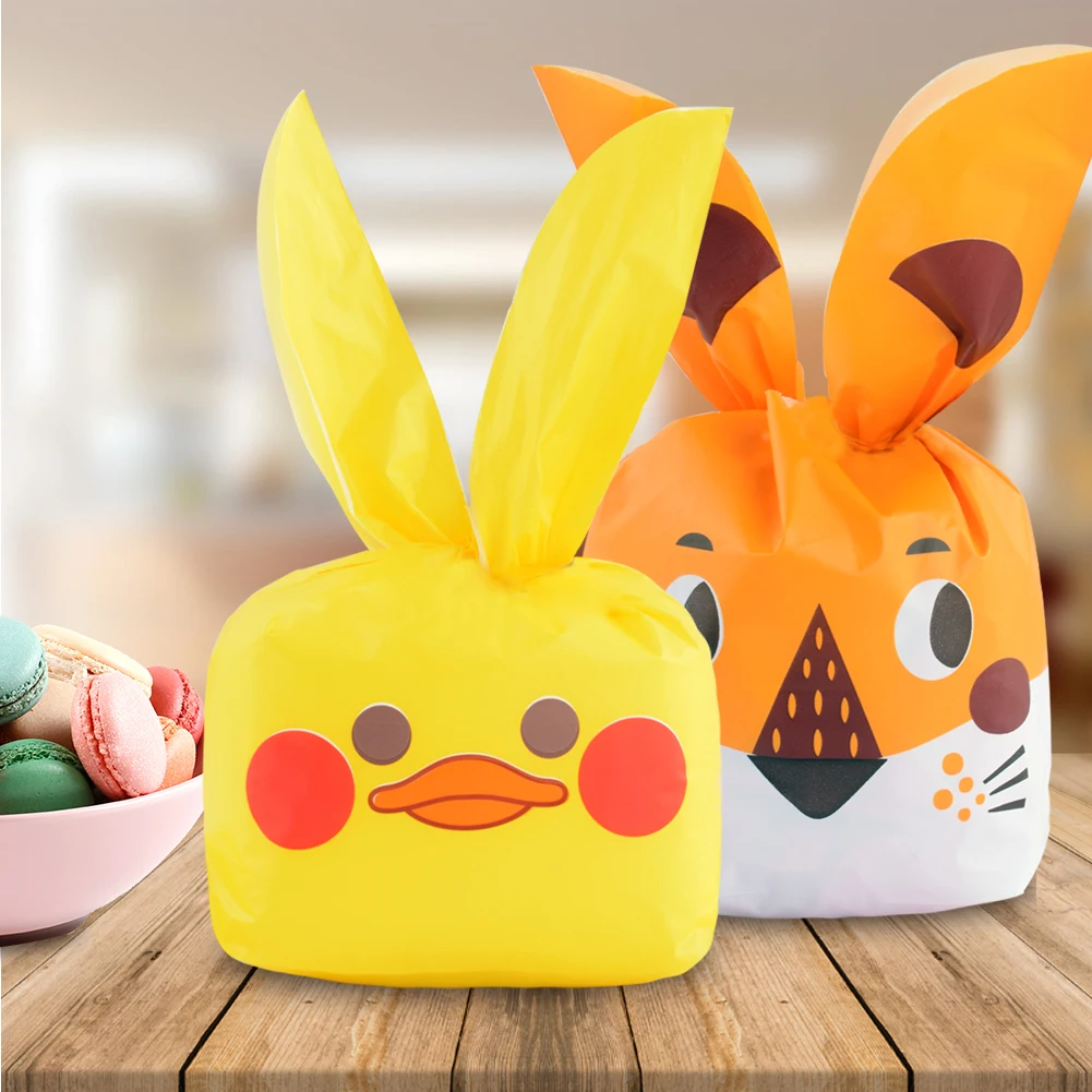 

50Pcs Plastic Cute Long Ear Bag Cookie Candy Bags Wedding Birthday Favors Easter Birthday Party Snack Gift Bags Packaging Gift