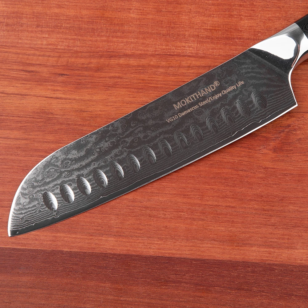 Mokithand 7 дюймов Дамасские Ножи Santoku Профессиональный VG10 японский кухонный нож 67 слой стальной нож шеф-повара с G10 ручкой