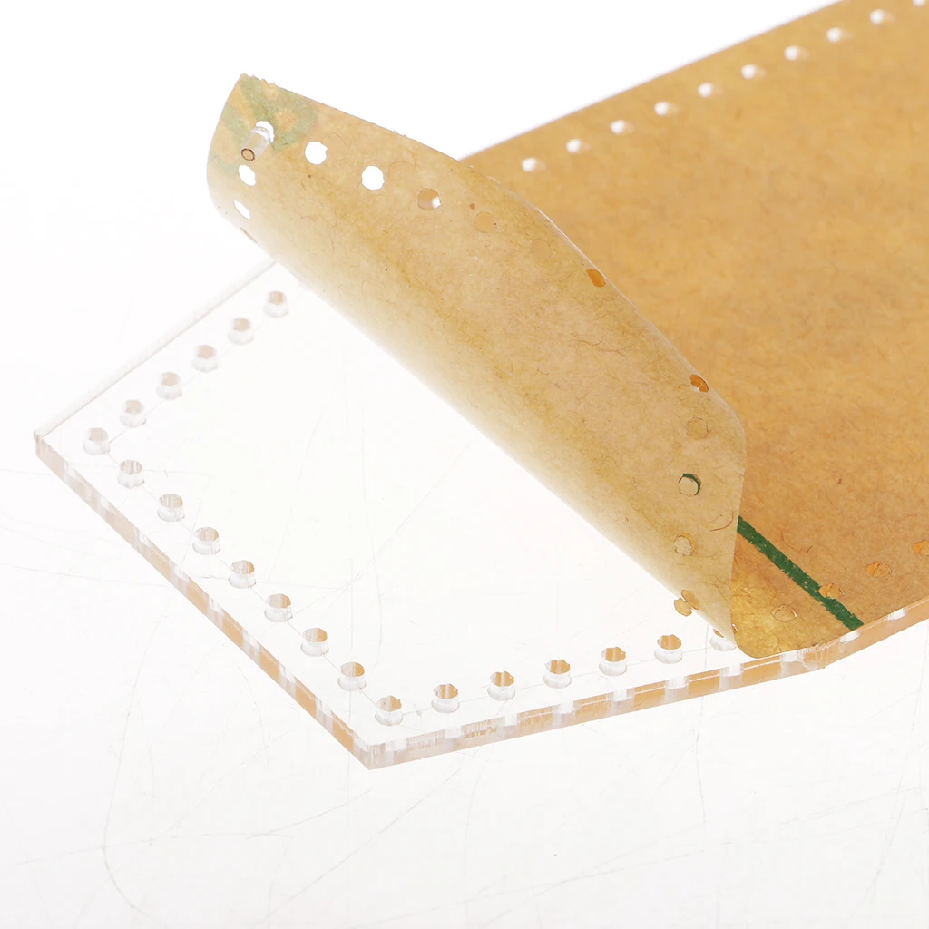 fityle 2 Pieces Clear Acrylic Glasses Bag Pattern Stencil Template Leather Craft Tools