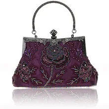 Фиолетовая китайская женская Свадебная вечерняя сумочка с бисером и блестками, клатч, сумочка для невесты, вечерние сумочки, косметичка, 03331-1-B