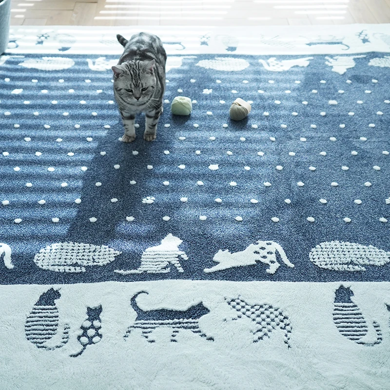Коврик для гостиной в скандинавском стиле peace blue с машинным плетением kitty, пасторальный домашний прикроватный ковер, коврик для кошек с татами