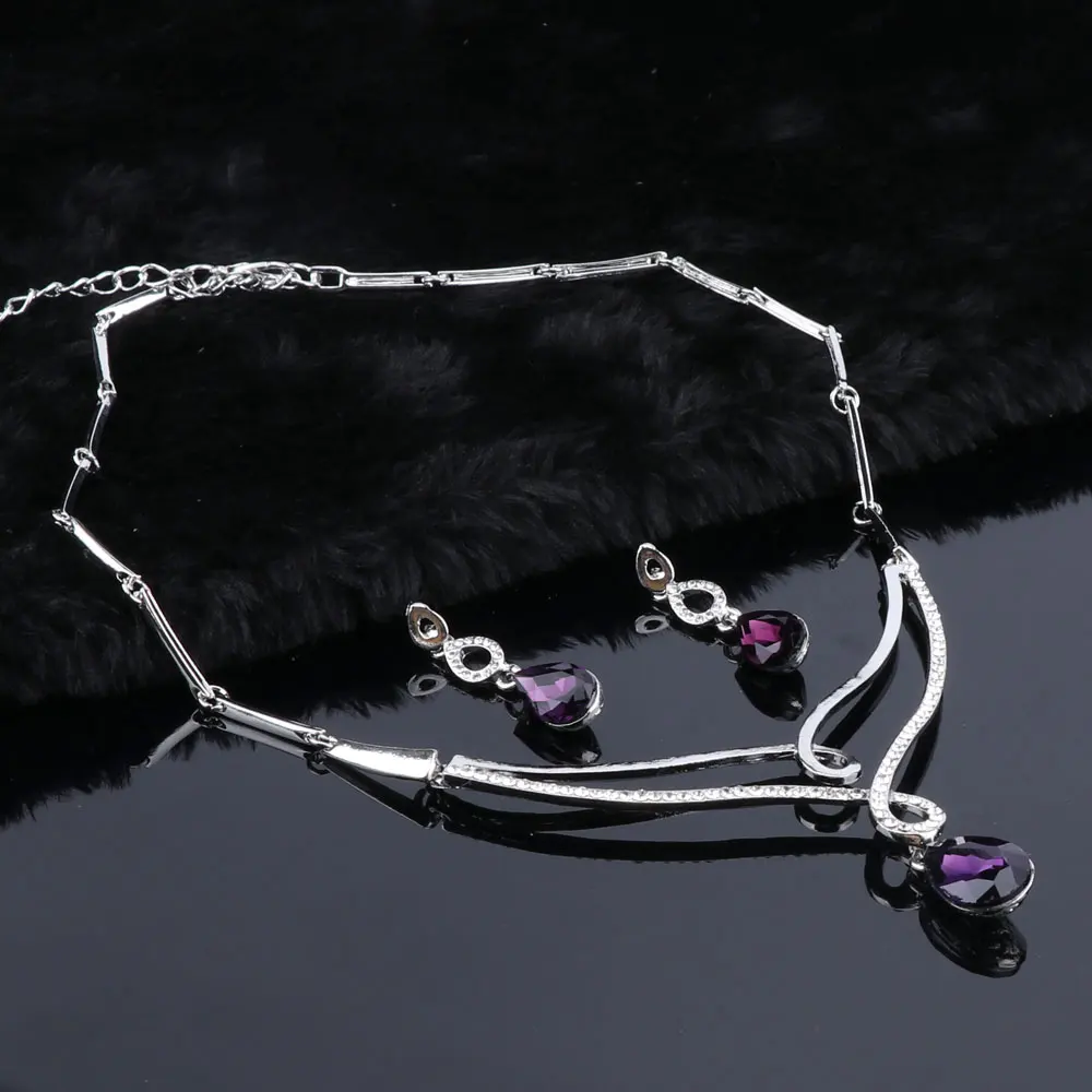 New Fashion Jewelry Sets For Women African Beads Party Crystal Water Drop Pendant Necklace Earrings Wedding Accessories