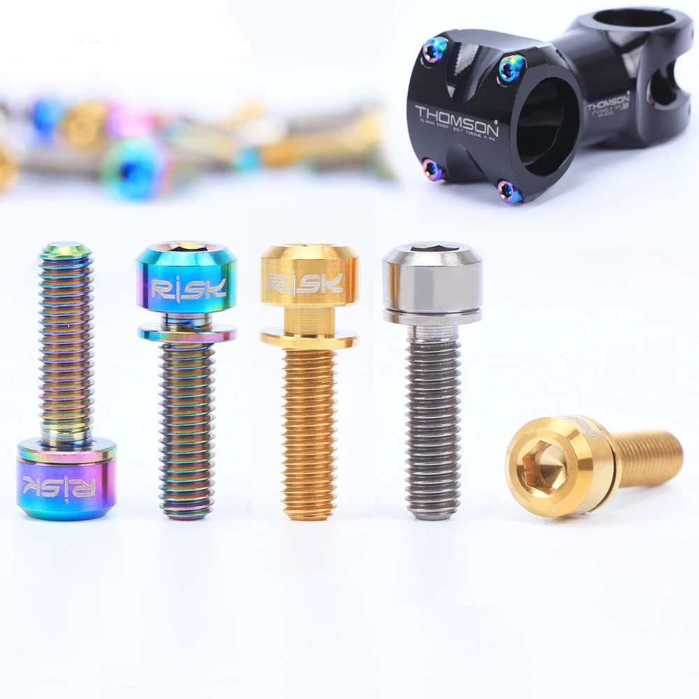 RISK 6pcs M5x18mm Ti Titanium road Bicycle Stem Bolt Mountain Bike
