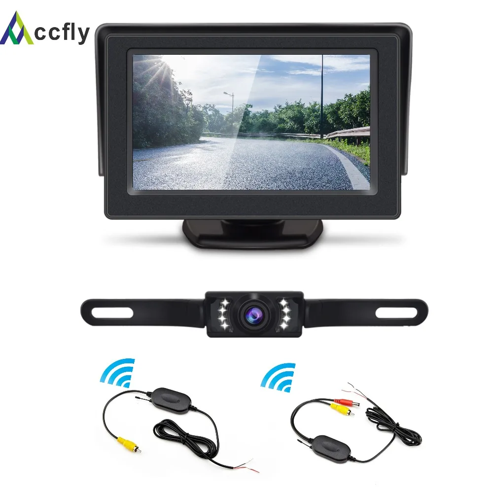 

ACCFLY Wireless Backup Camera Kit,Waterproof License Plate Reverse Rear View Back Up Car Camera,4.3'' TFT LCD Rearview Monitor