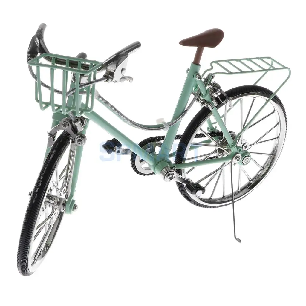 1:10 масштаб сплава литья под давлением гоночный велосипед ж/корзина и сиденье модель Реплика велосипед Велоспорт Игрушка коллекция зеленый