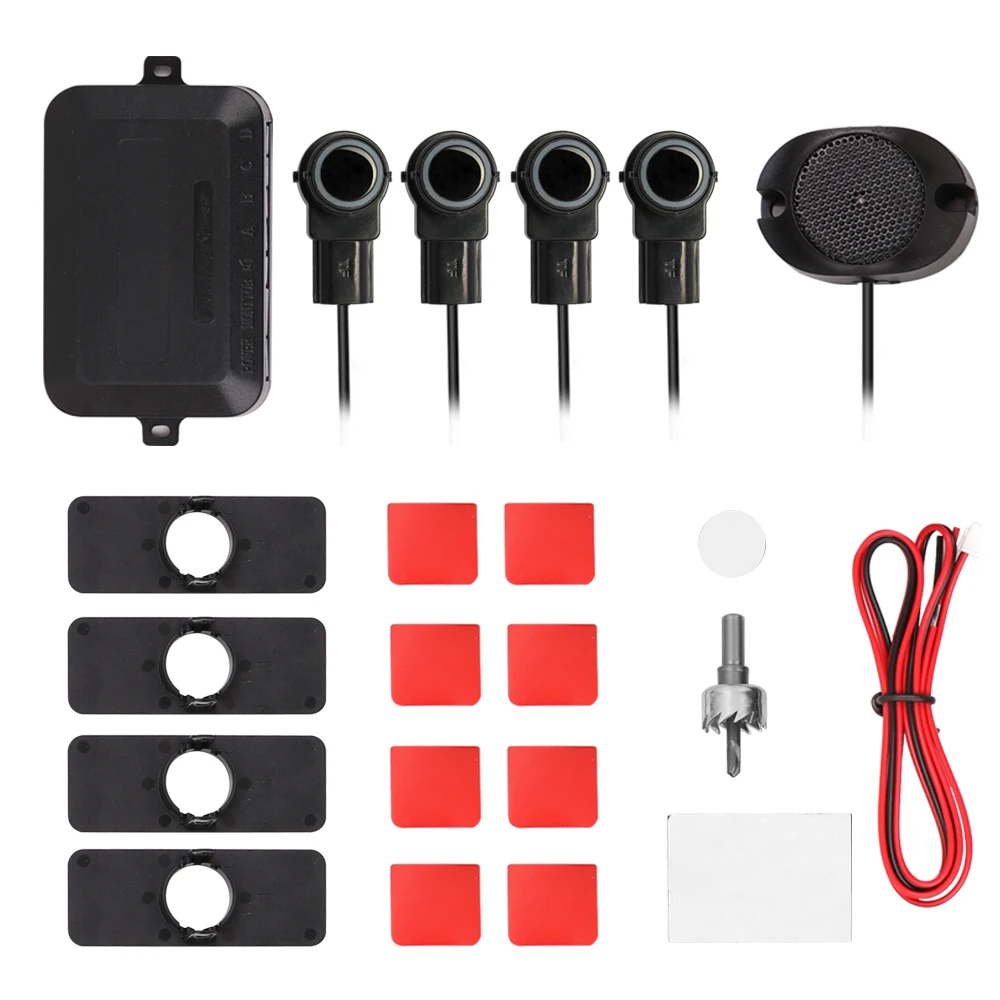 

4 Sensors Buzzer Car Parking Sensor Kit Reverse Backup Radar Sound Alert Indicator Probe System Car Parking Radar Monitor