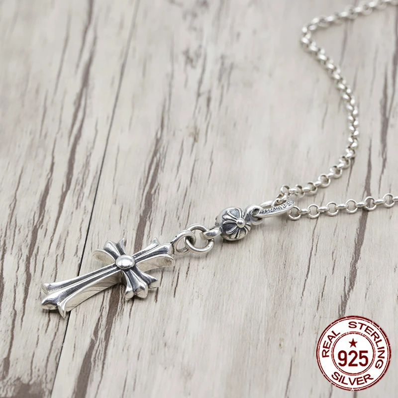 

925 sterling silver necklace fashion tide personality wild retro simple network red cross sweater chain birthday 2018 new gift