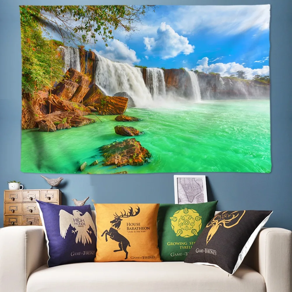 

Waterfall Tapestry Large Wall Hanging Psychedelic Wall Tapestries Clear River Boho Decor Big Size Wall Cloth 3D Painting 200*300
