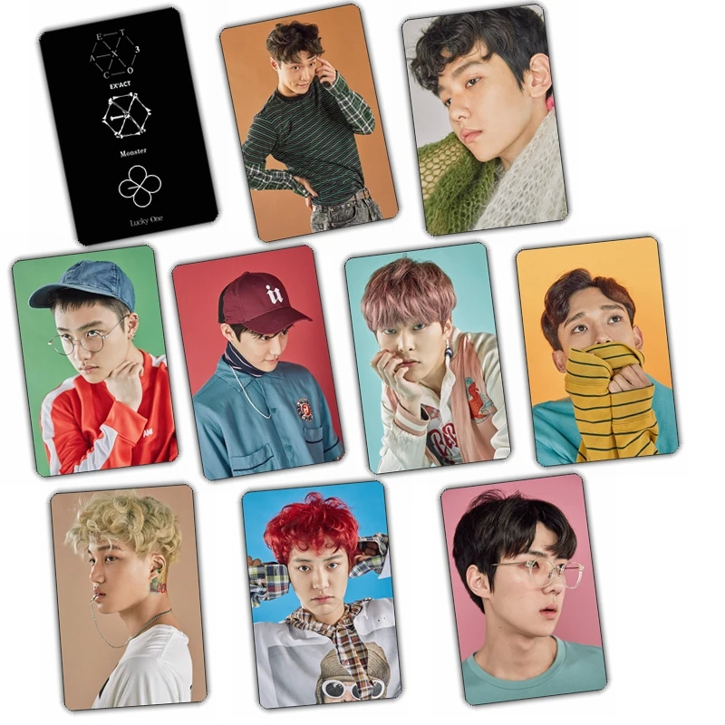 Kpop EXO карта Lucky one style Прозрачная с 10 штук Lay Sehun Baekhyun Chanyeol Do Suho открытка k-pop | Женская