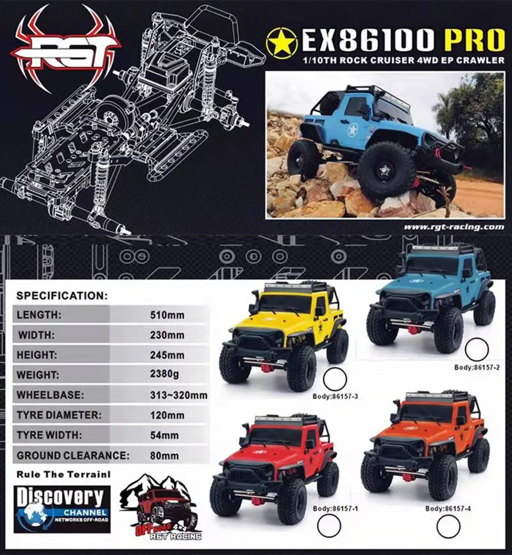 RGT EX86100 PRO Kit 1/10 2,4G 4WD Rc автомобиль электрический скалолазание гусеничный без электронных деталей RC автомобиль игрушки для улицы автомобиль игрушка