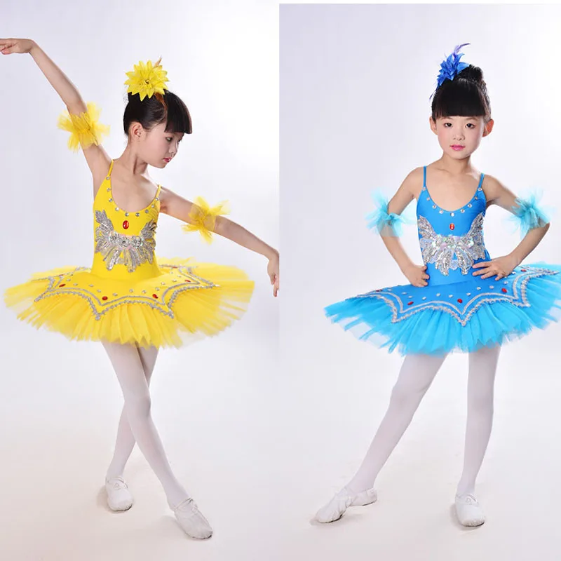 Детский балетный танцевальный костюм; детское платье принцессы с блестками «Лебединое озеро»; блинная пачка; трико; одежда для балета; наряд для девочек
