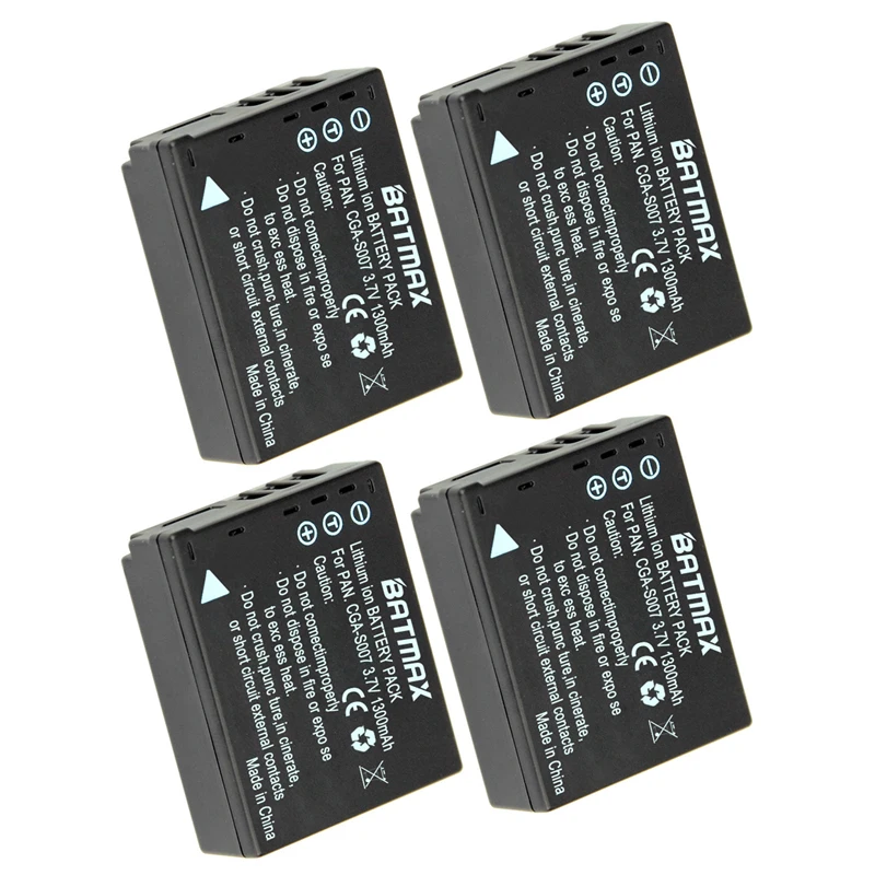

4Pcs1300mAh CGA-S007 CGA CGR S007E S007 S007A BCD10 Batteries for Panasonic DMC TZ1 TZ2 TZ3 TZ4 TZ5 TZ50 TZ15 Camera Batteries