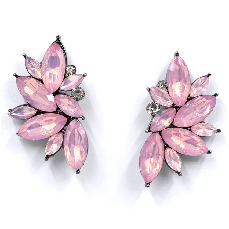 Смешанный винтажный дизайн полный кристалл серьги Модные женские Эффектные серьги-гвоздики с драгоценными камнями для женщин - Окраска металла: Pink
