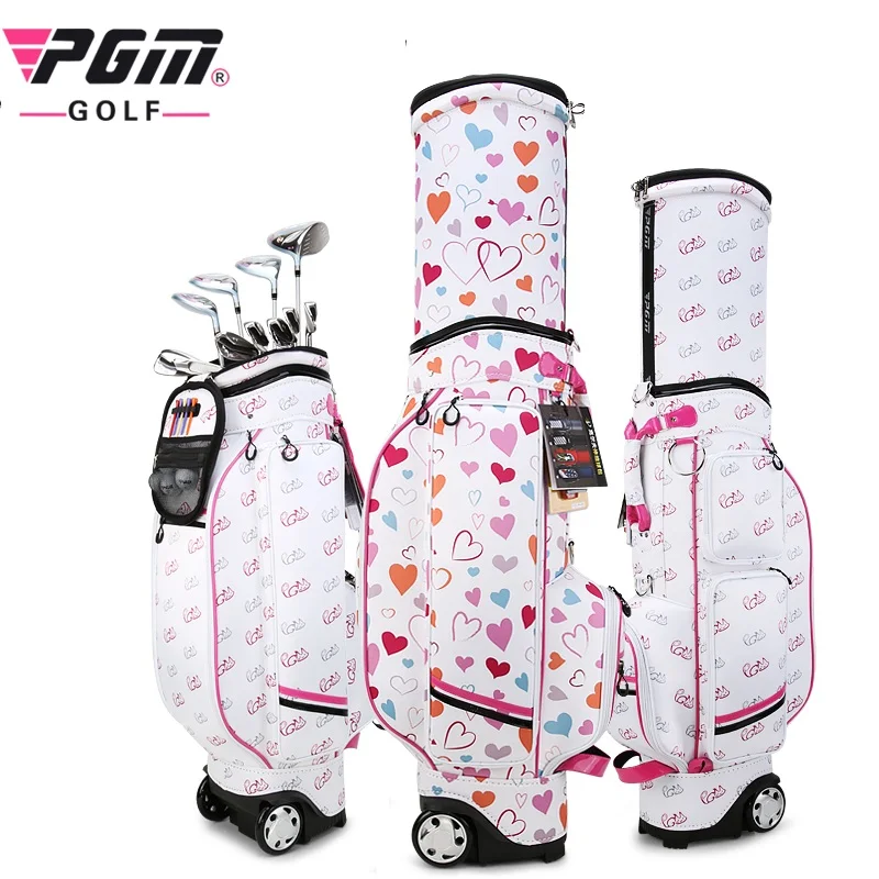 

New Arrival Pgm Women Standard Golf Bag With Wheels Protable Sweet Standard Package Women Large Capacity Clubs Bags D0736