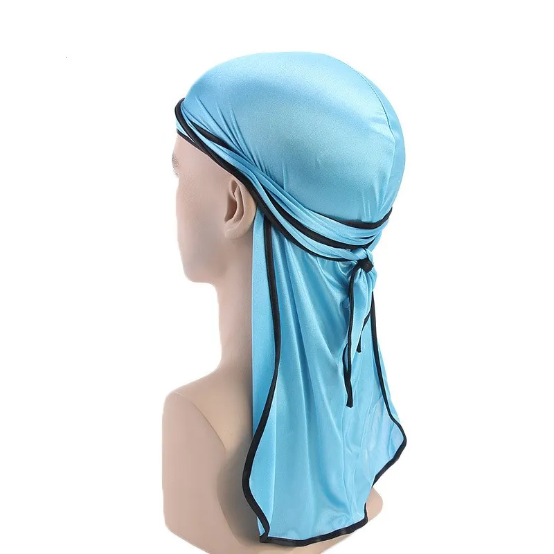 Unisex Satin Breathable Bandana Hat Silky Durag Do Doo Du Rag Long Tail Headwrap