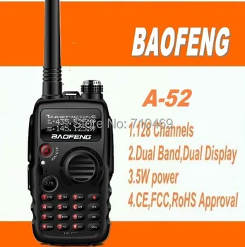 

DHL free shipping baofeng A52 A-52 uhf vhf portable dual band two way radio transmitter set best radio walkie talkie 10km range