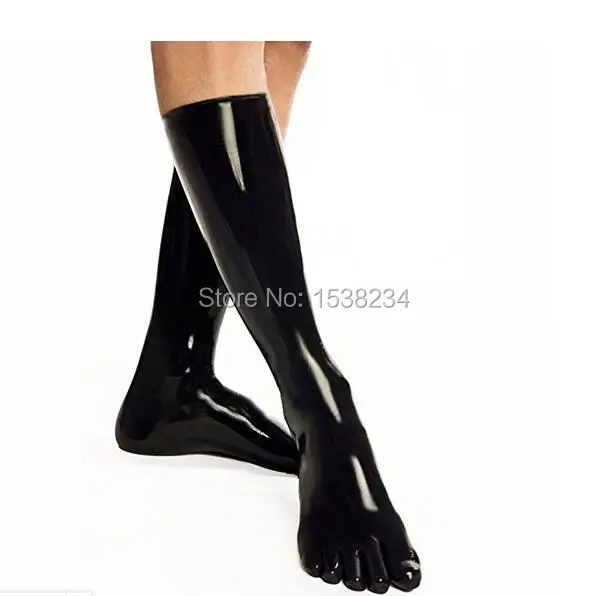 Латексные носки бесшовные 3D 0,6 мм носки с носком плотно прилегающие чулки до колена 35 см длинные один размер черный