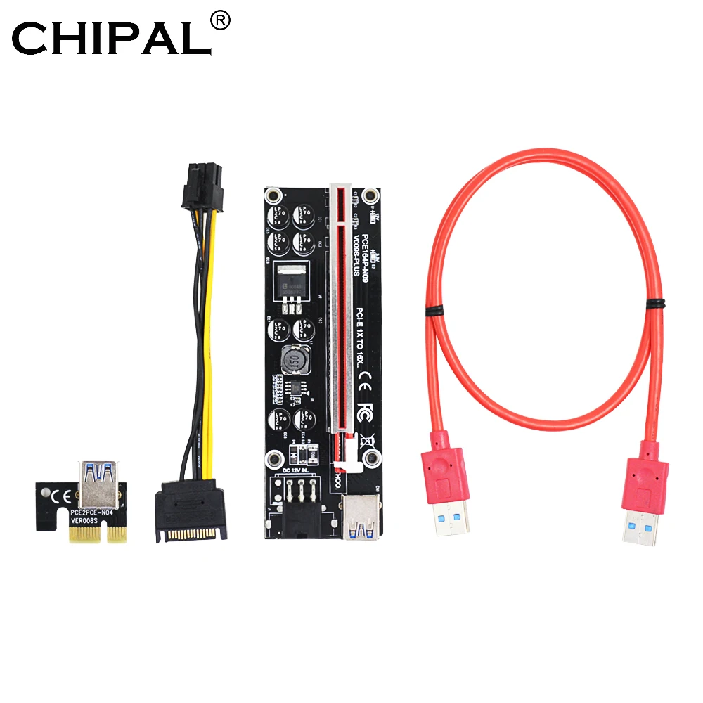

CHIPAL Newest VER009S Plus 0.6M USB 3.0 Cable PCI-E Riser Card PCI Express SATA 1X to 16X 6Pin Molex Power for BTC LTC Mining