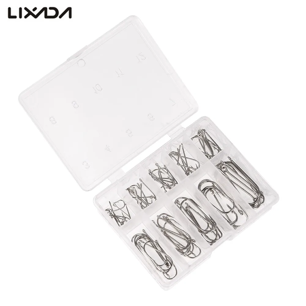 

100Pcs/Box Fishing Hook High Carbon Steel 10 Sizes 3# - 12# Fishhooks Durable Pesca barbed hook Fishing Tackle Box for Pesca