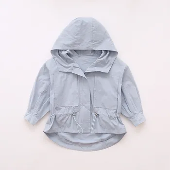 

Kids Coats Cotton Long Sleeve Trench Coat Girls Fashion Hooded Jackets Outerwear Teenagers Korean Style Windbreaker AA11813