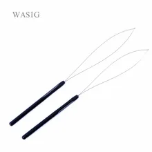 6 шт. крюк-удлинитель для волос инструмент для вытягивания иглы Нитевдеватель микро кольца Бусины петли пластиковая ручка с железной проволокой черный