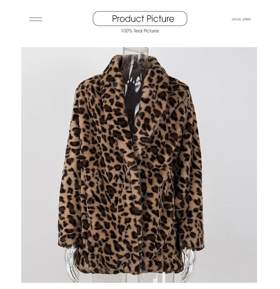 Jocoo Jolee роскошное пальто из искусственного меха с леопардовым принтом для женщин, зимнее теплое модное леопардовое пальто из искусственного меха, Женская куртка
